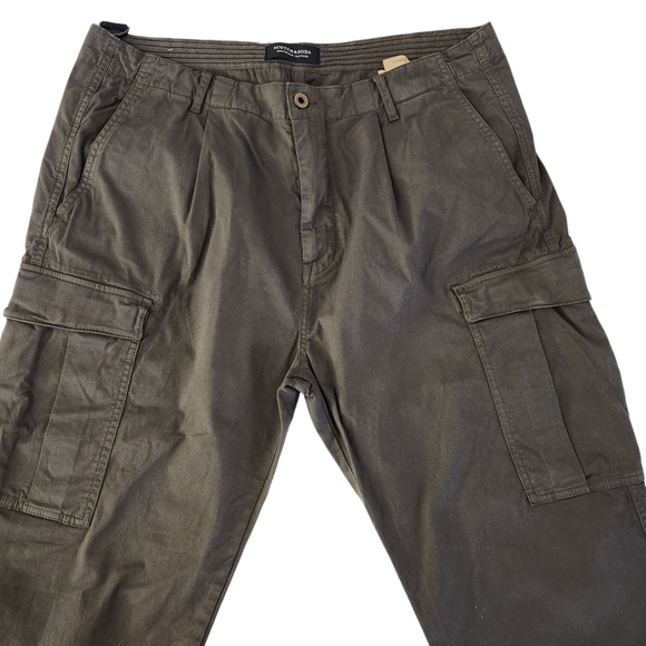 SCOTCH & SODA Pleated Cotton Cargo Pants khaki W36 L32 - Picture 2 of 15